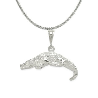 925 Sterling Silver Antiqued Alligator Charm and Pendant 